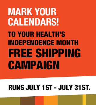 Mark Your Calendars! To Your Health's Independence Month FREE SHIPPING Campaign. Runs July 1st - July 31st.